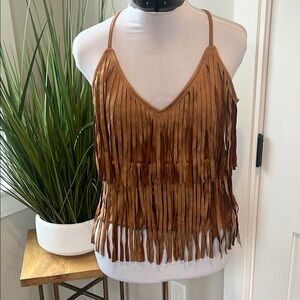 Fringe Tan Top